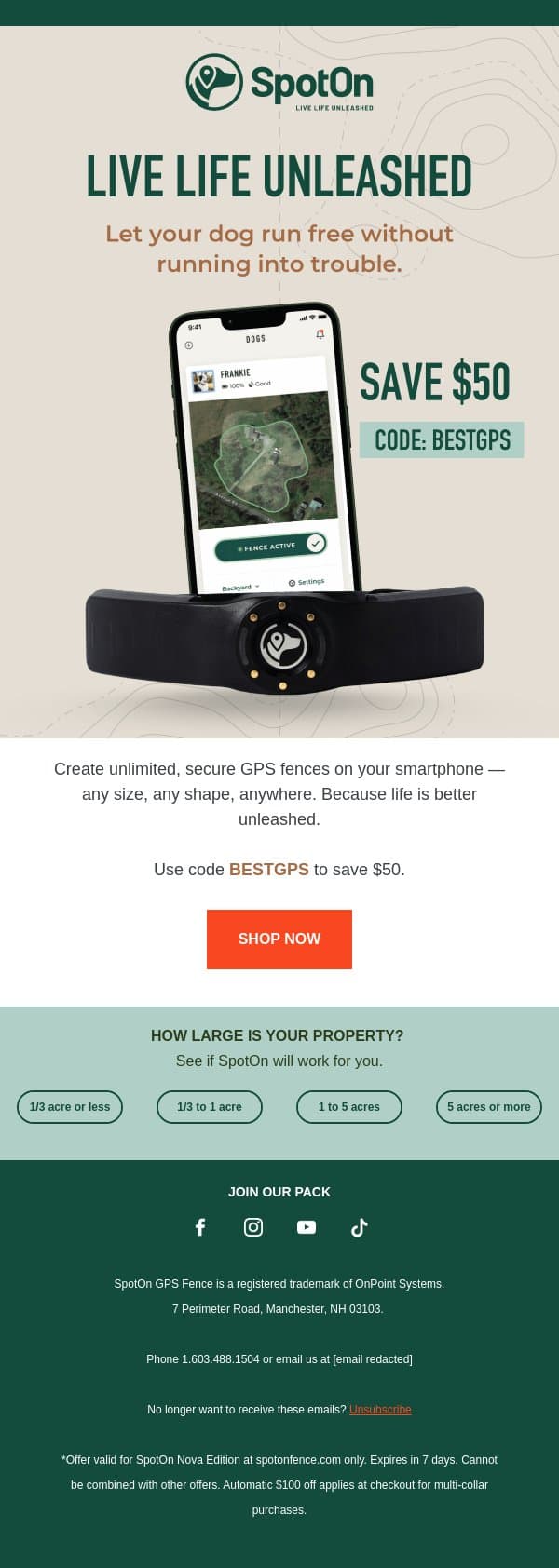 Welcome to SpotOn 💚 email from SpotOn screenshot
