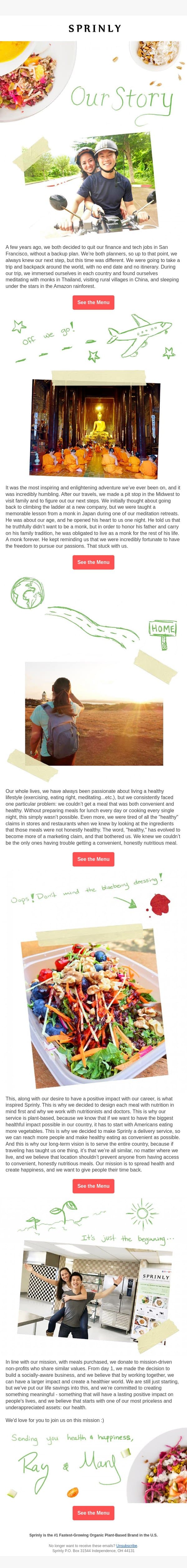 Ray and I started Sprinly to create something honestly healthy email from Sprinly screenshot
