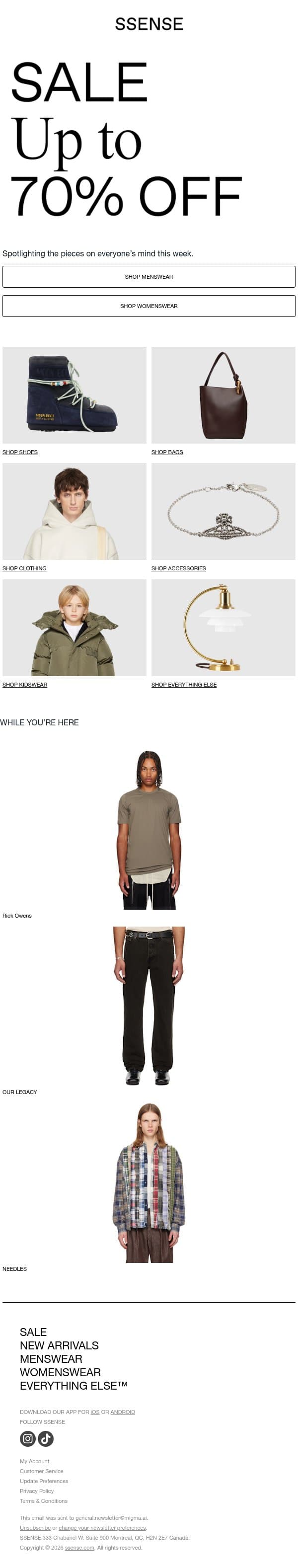 What Everyone Wants Right Now email from SSENSE screenshot