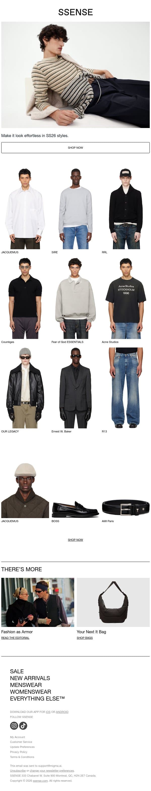 From Moodboard to Closet email from SSENSE screenshot