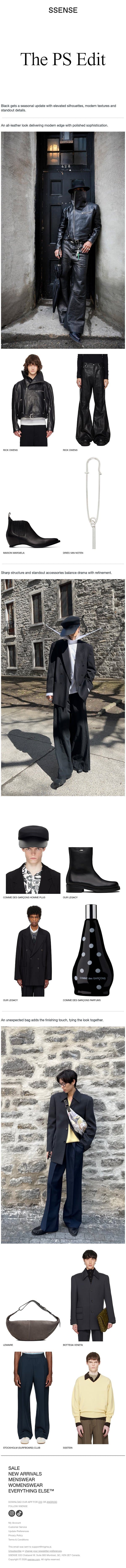 Black, Reimagined for Spring email from SSENSE screenshot