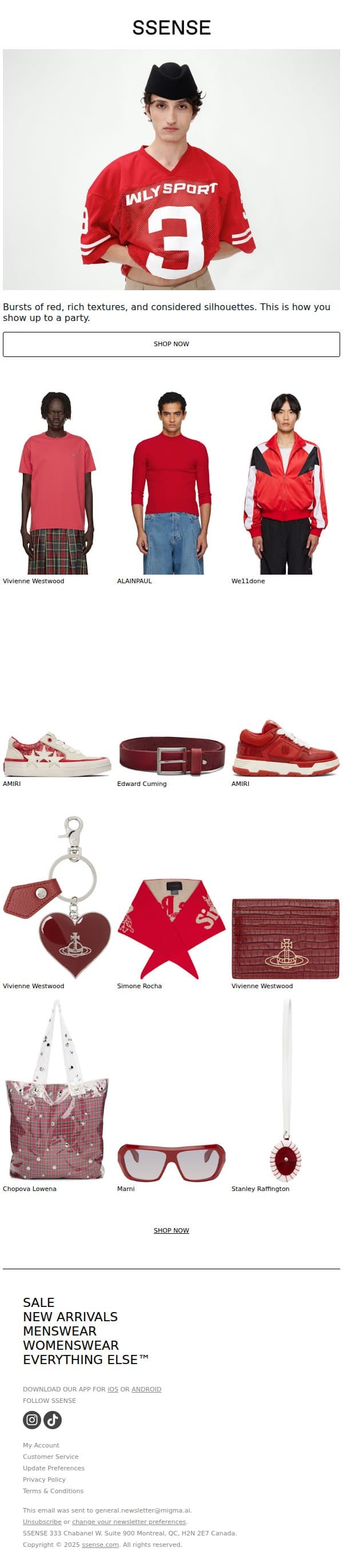 It’s Party Season. What Are You Wearing? email from SSENSE screenshot