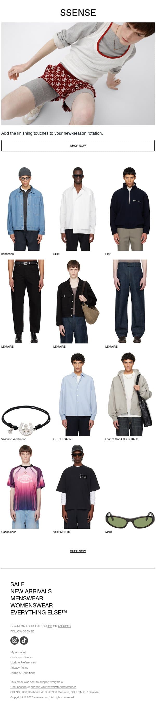 Now Loading: Spring Wardrobe email from SSENSE screenshot