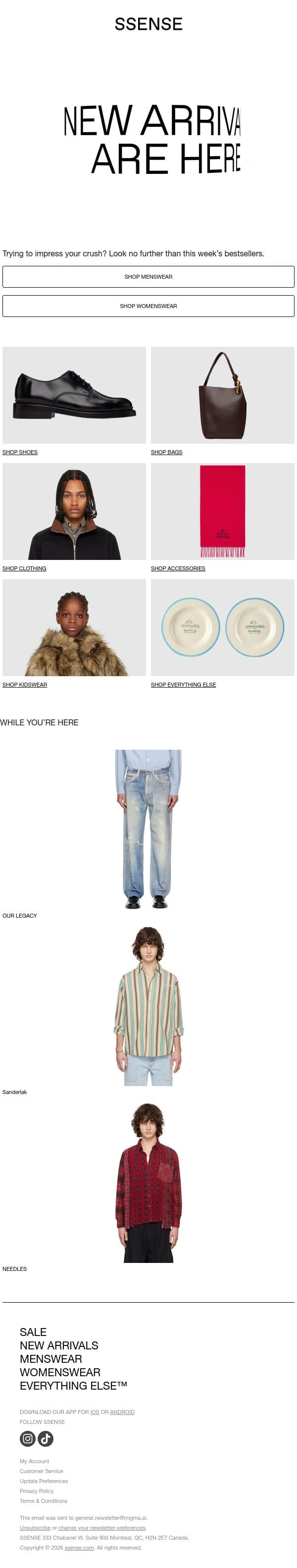 Stop Scrolling. Here’s What You Need. email from SSENSE screenshot