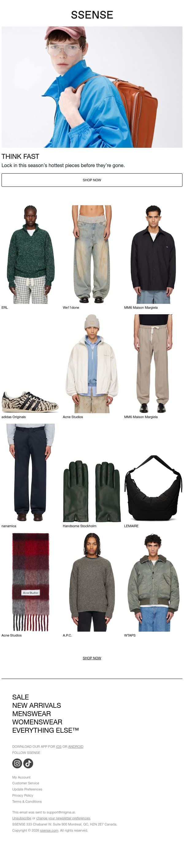 All Yours, if You're Fast Enough email from SSENSE screenshot