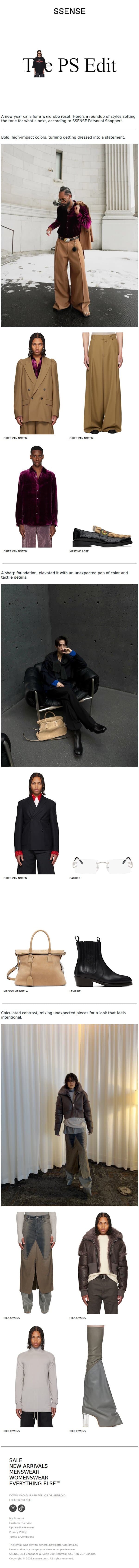 Our Personal Shoppers’ Picks email from SSENSE screenshot