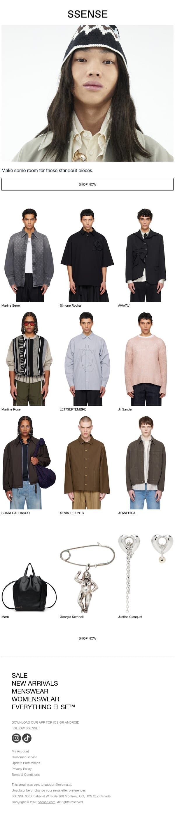 Spotlight on: Women Designers email from SSENSE screenshot