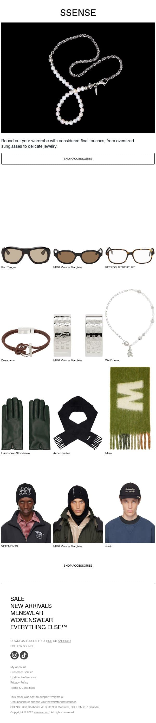 Give Your Best Looks New Personas email from SSENSE screenshot
