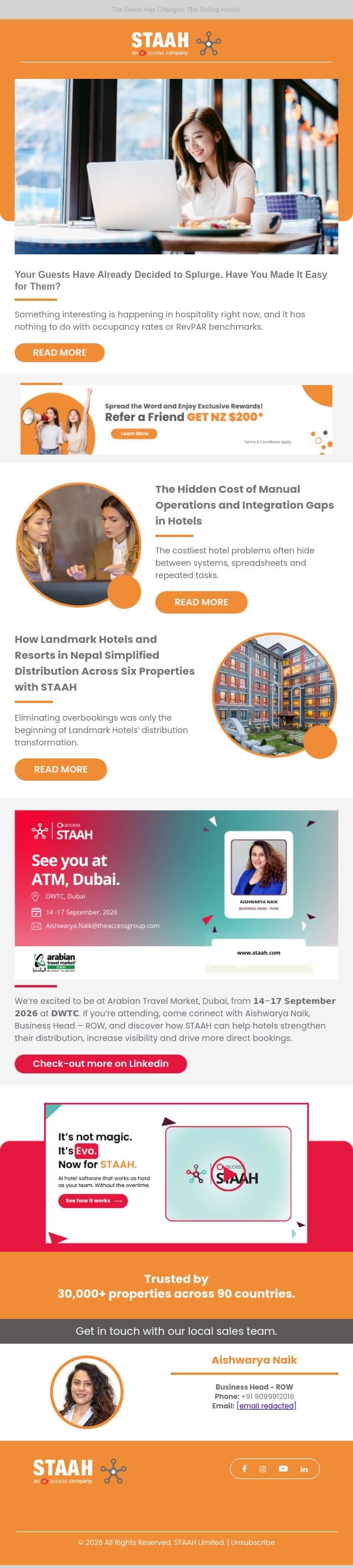 Your Guests Have Already Decided to Splurge. Have You Made It Easy for Them? email from STAAH screenshot