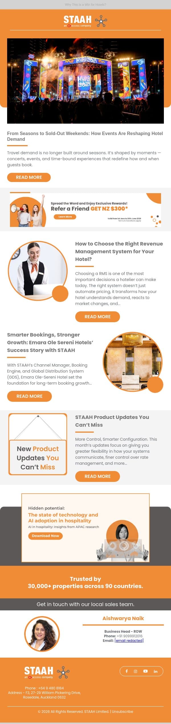 From Seasons to Sold-Out Weekends: How Events Are Reshaping Hotel Demand email from STAAH screenshot