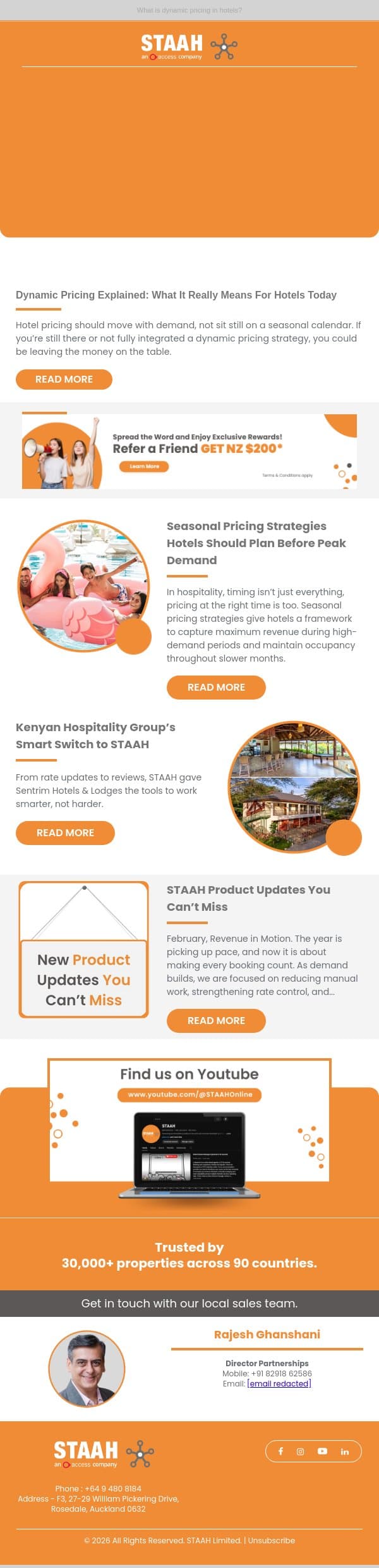 Dynamic Pricing Explained: What it Really Means for Hotels Today email from STAAH screenshot