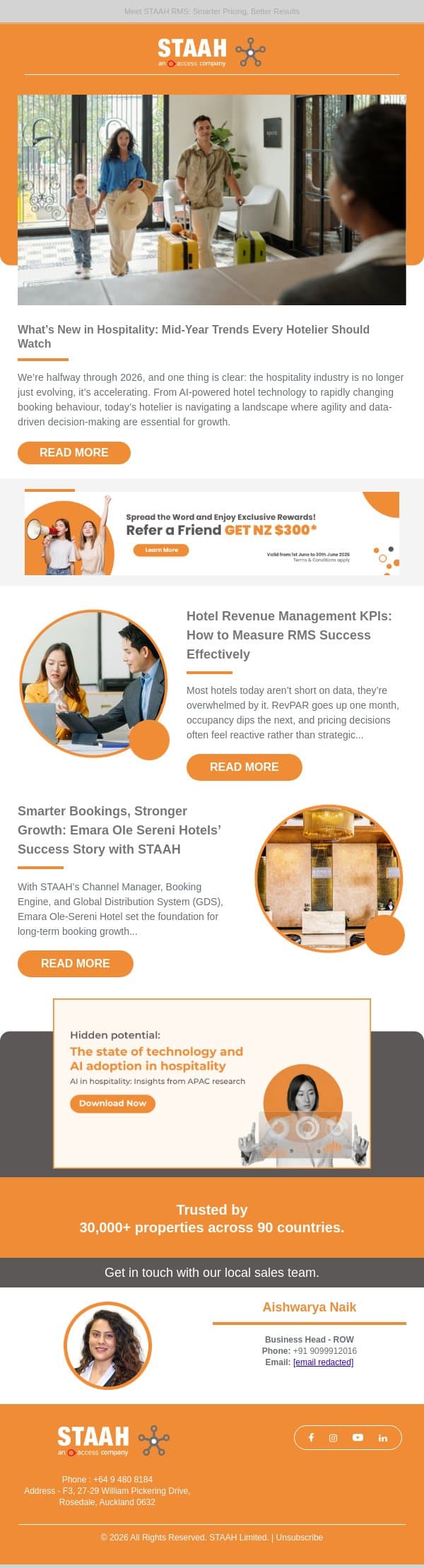 What’s New in Hospitality: Mid-Year Trends Every Hotelier Should Watch email from STAAH screenshot