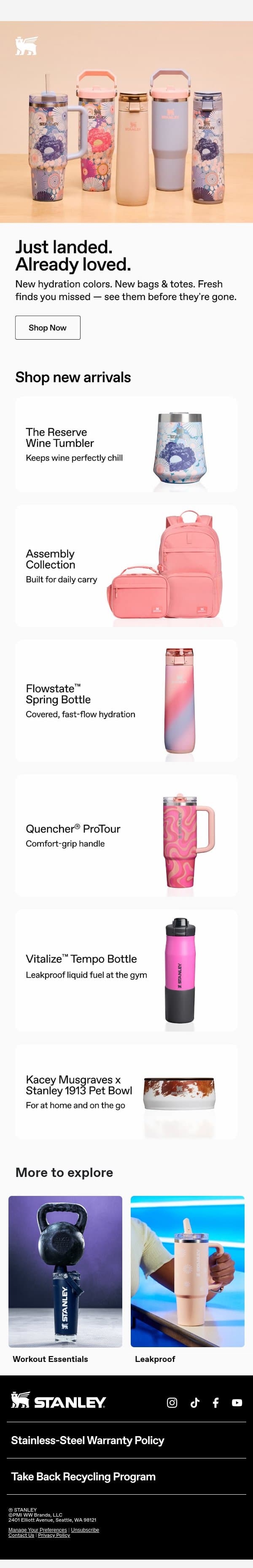 Meet What's New (Before It's Gone) email from Stanley screenshot