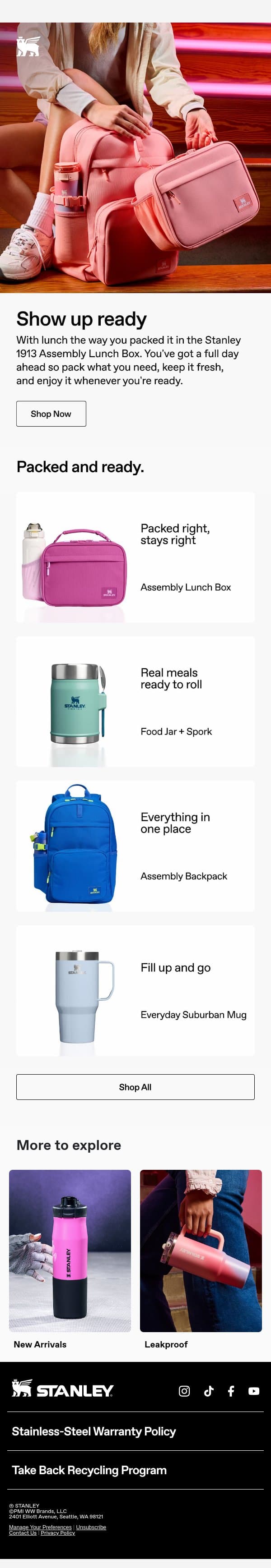 Packed Right. Stays Right. email from Stanley screenshot