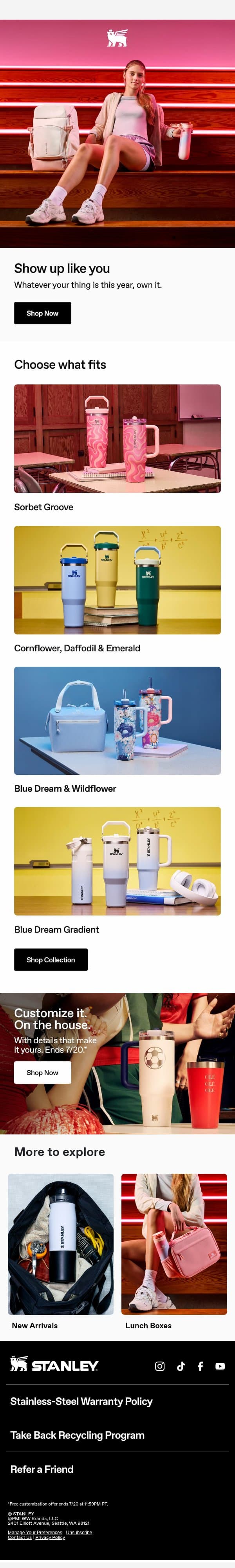 New Collection. New School Year. email from Stanley screenshot
