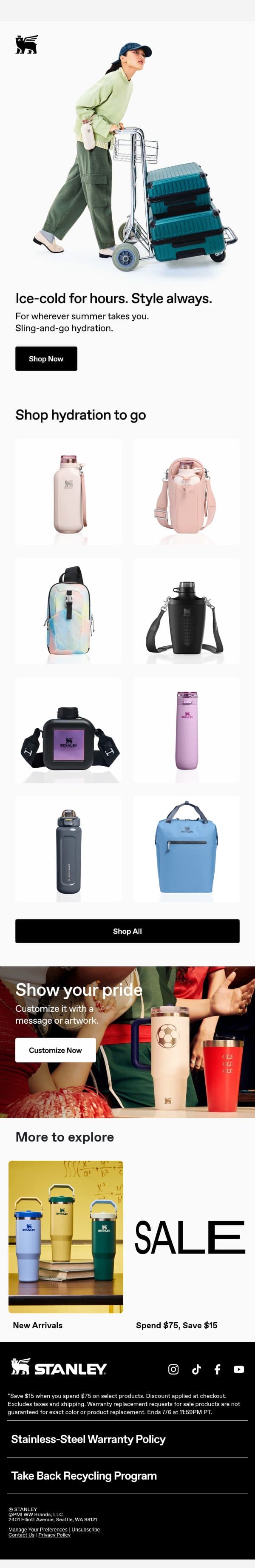The Coldest Summer Accessory email from Stanley screenshot