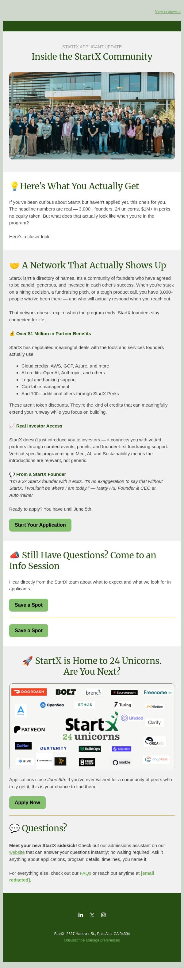💰 Unlock $1M+ in Perks with StartX! email from StartX screenshot
