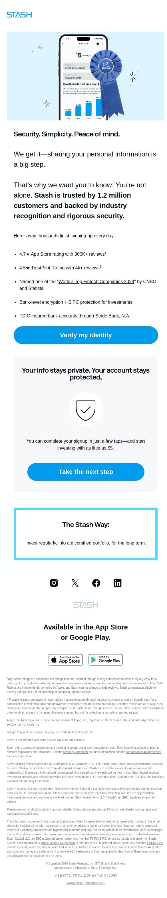 🏆 Millions trust Stash—here’s why email from Stash screenshot