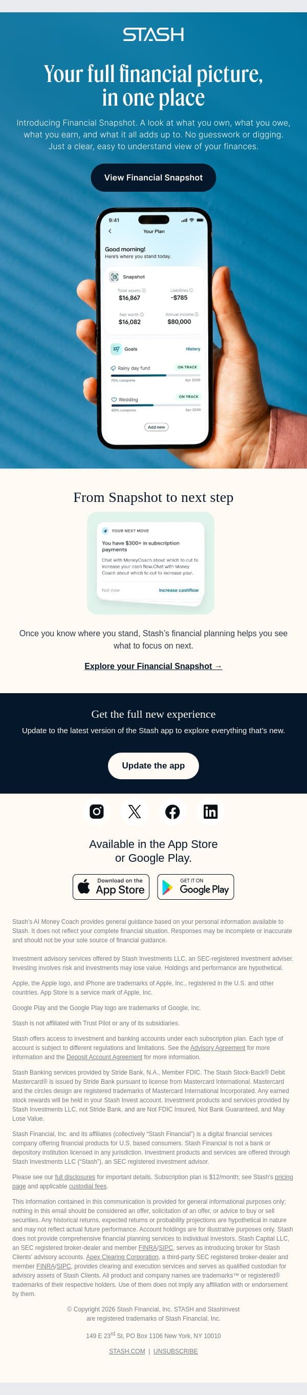 See where you stand 🤑 email from Stash screenshot