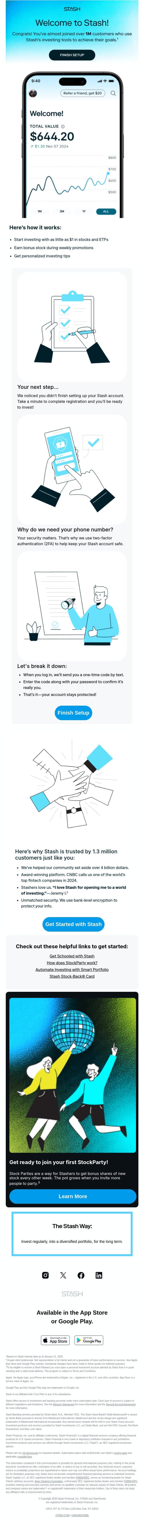 Let’s start investing. email from Stash screenshot