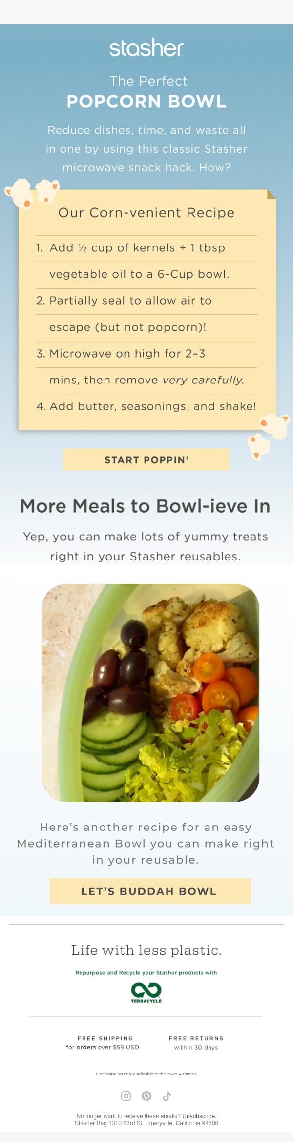 Popcorn 101 with Stasher email from Stasher screenshot