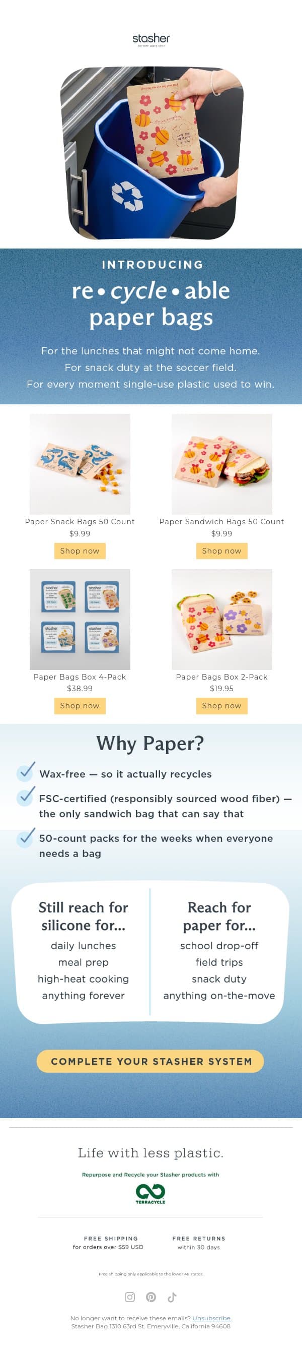 Join the Paper Bag Party 🎉 email from Stasher screenshot