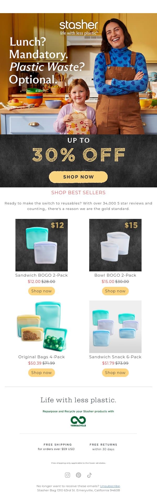 Ready to try reusables? email from Stasher screenshot