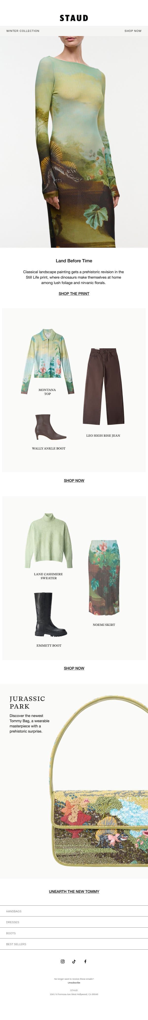 DINOSAURS ON DISPLAY email from Staud screenshot