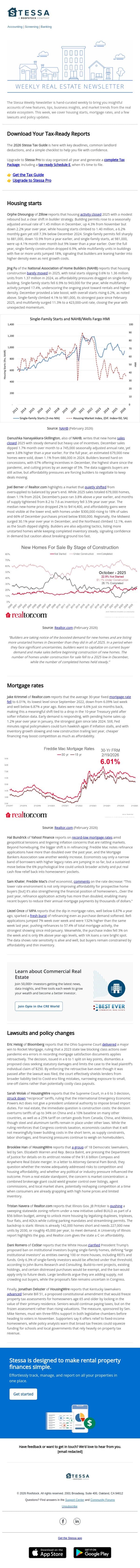 Mortgage rates lowest since 2022 email from Stessa screenshot