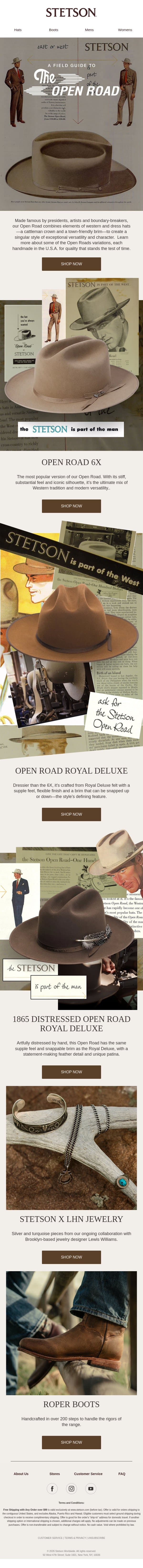 A Field Guide to the Open Road email from Stetson screenshot