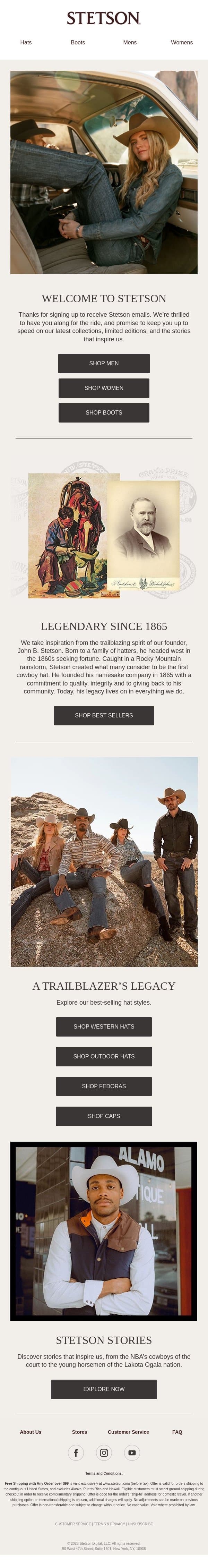 Welcome to STETSON email from Stetson screenshot