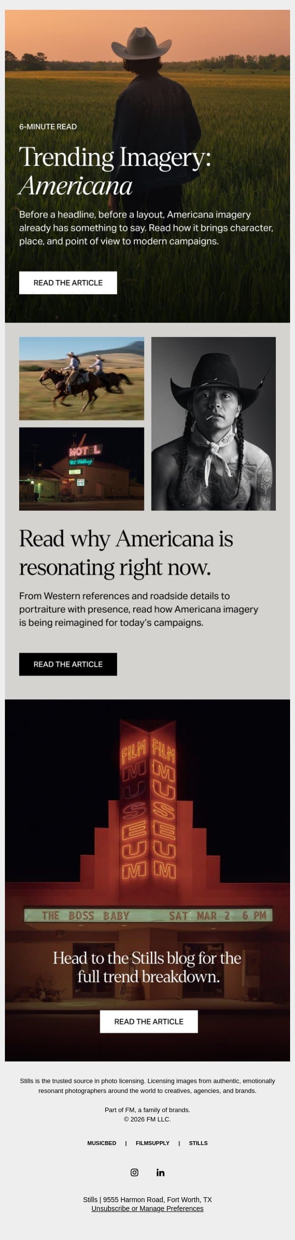 Why Americana is resonating right now. email from Stills screenshot