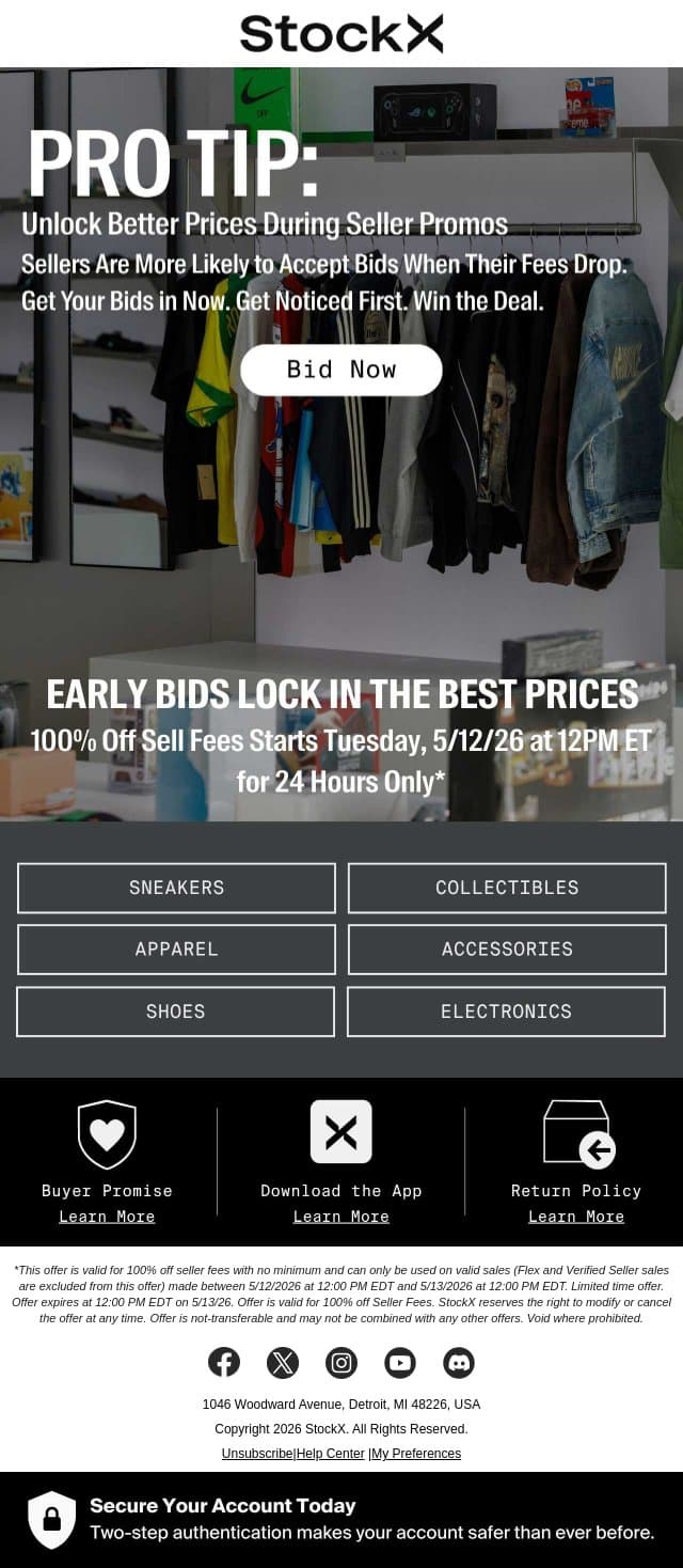 Bid Now. Get More. email from StockX screenshot