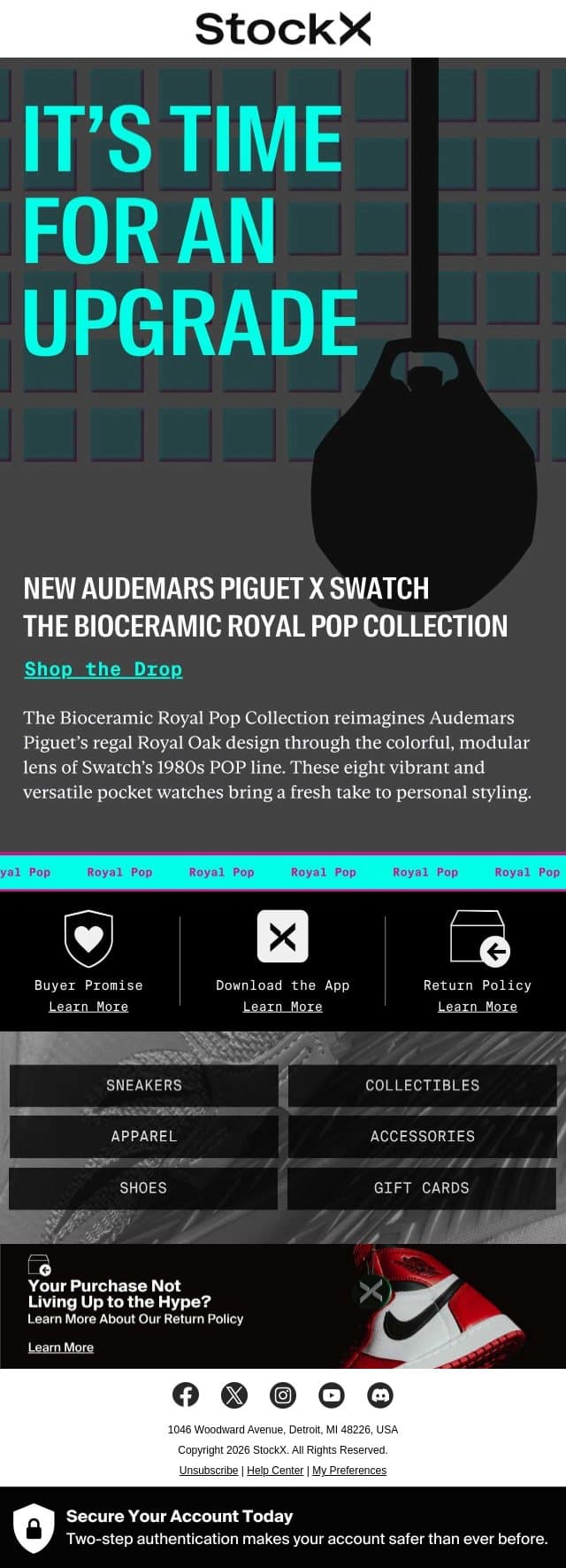 New Audemars Piguet x Swatch Collab email from StockX screenshot