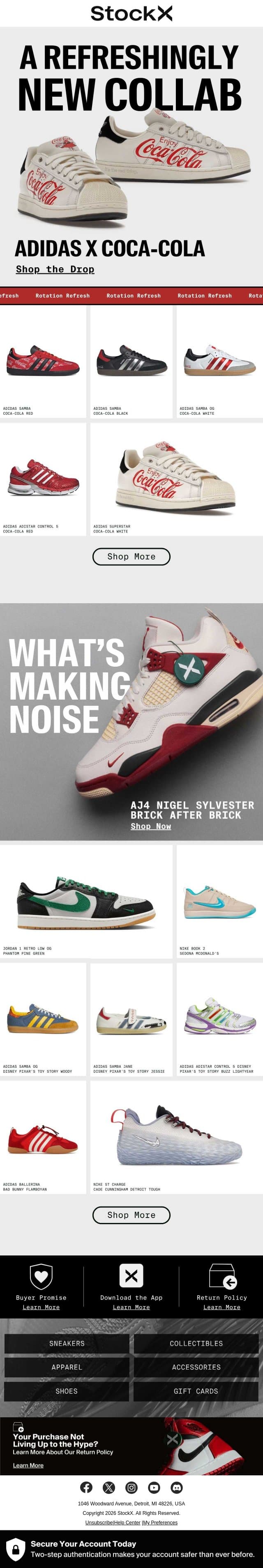adidas x Coca-Cola: A Refreshing New Collab email from StockX screenshot