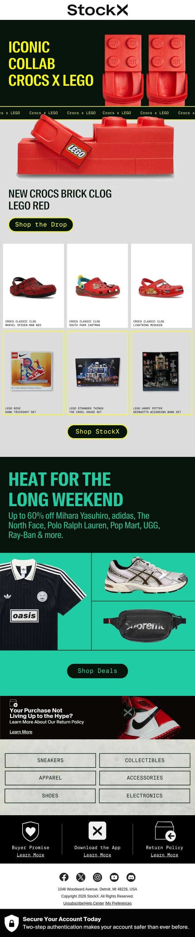 New Crocs x LEGO email from StockX screenshot