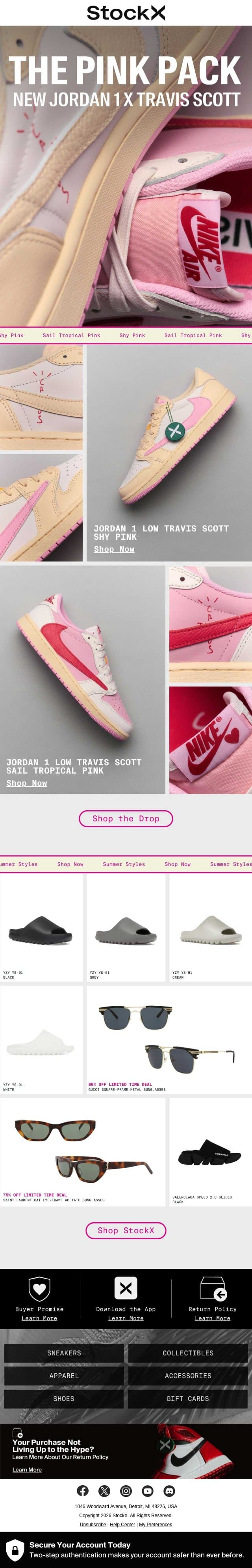 Cactus Jack Brings New Pink Heat email from StockX screenshot