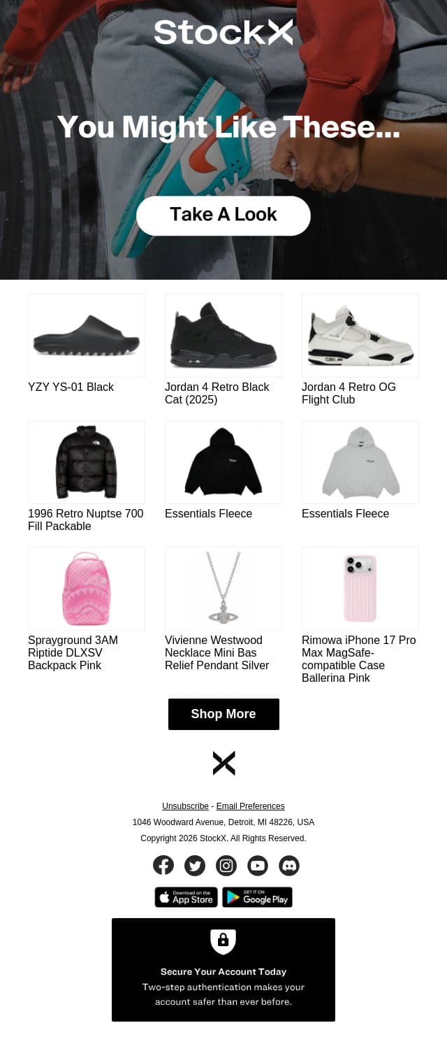 Your Top 9 Picks from StockX! email from StockX screenshot