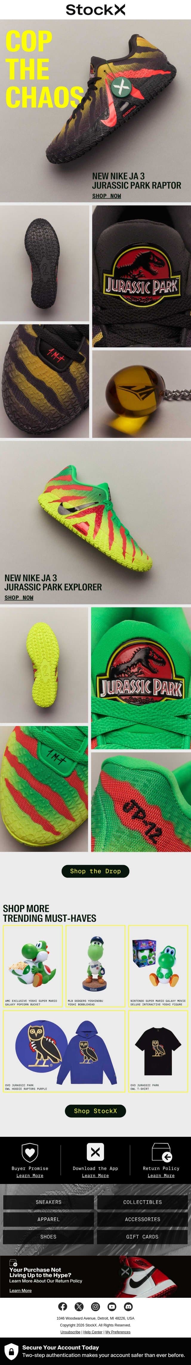 🦖 Jurassic Ja 3s Have Arrived... email from StockX screenshot