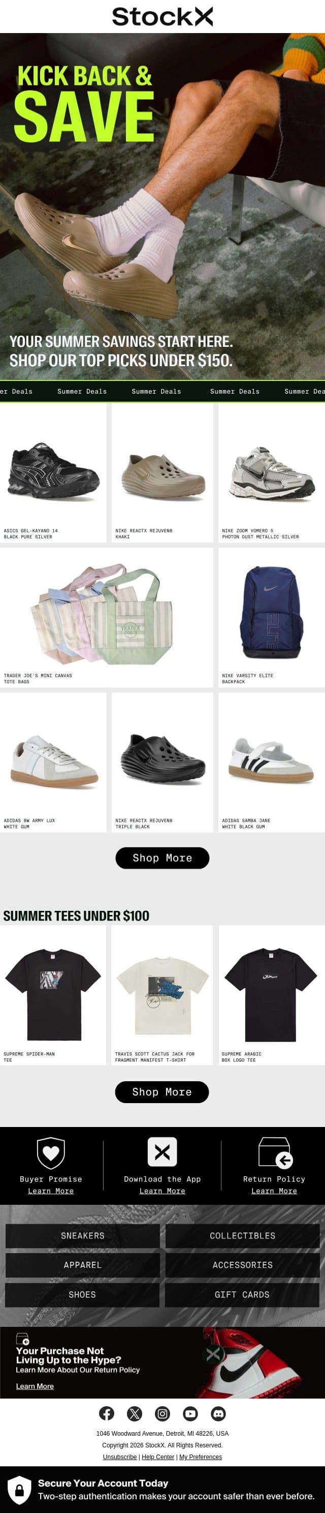 Picks Under $150 😱 email from StockX screenshot