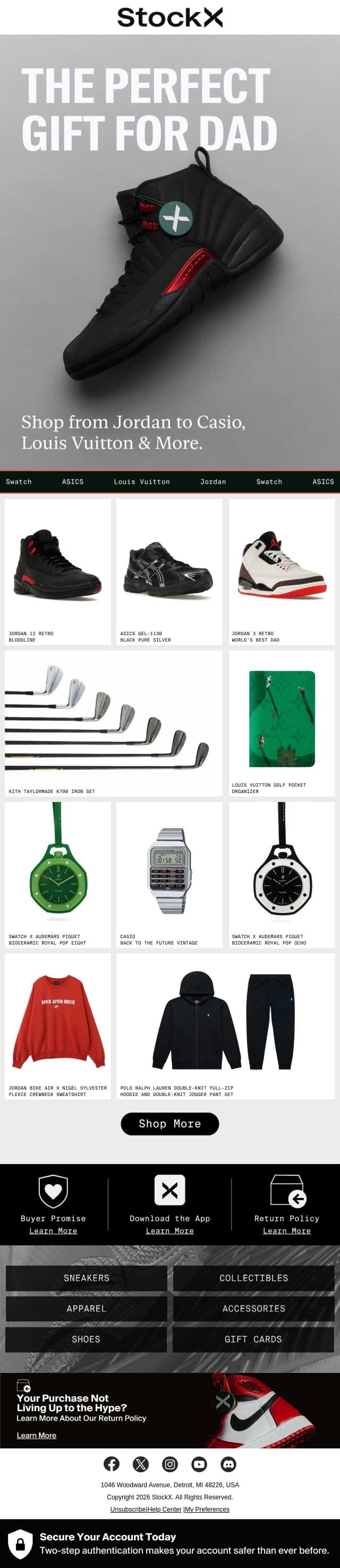 Gifts for Every Kind of Dad email from StockX screenshot