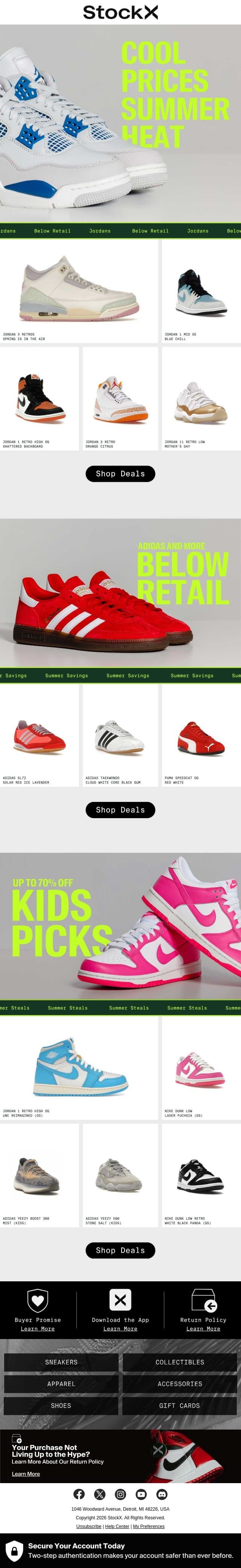 🎆 Hot Jordans. Cooler Prices. email from StockX screenshot