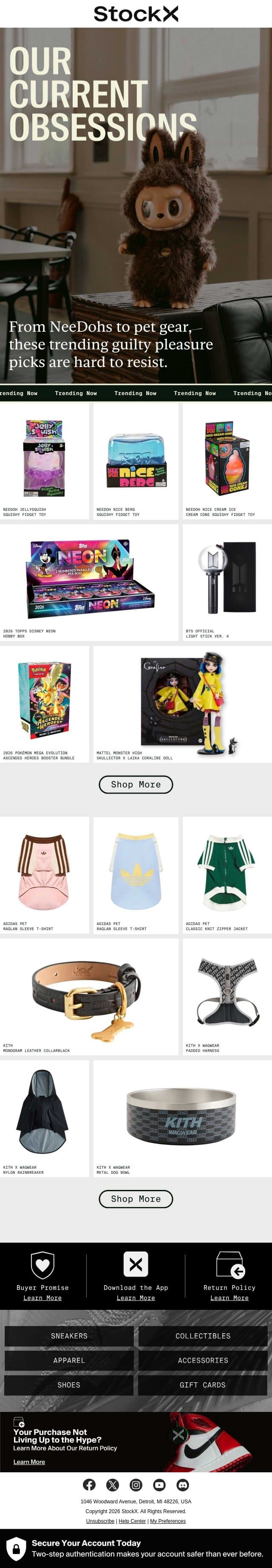 Our Current Obsessions 👀 email from StockX screenshot