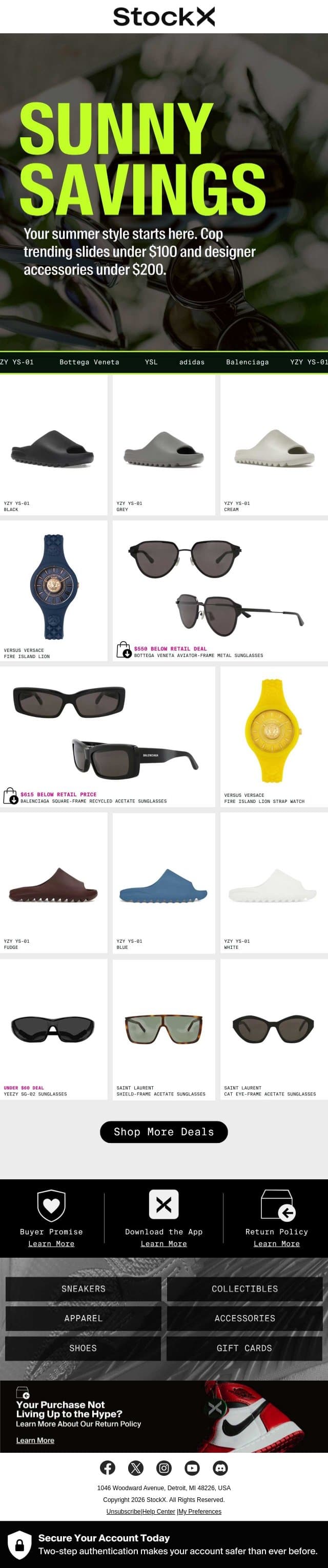 Slides On. Savings On. 🩴😎 email from StockX screenshot