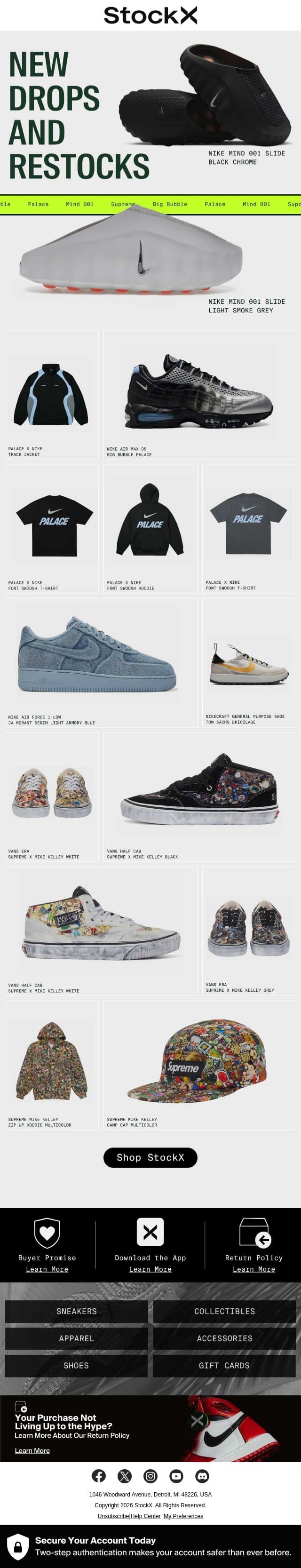 New Drops & Restocks email from StockX screenshot
