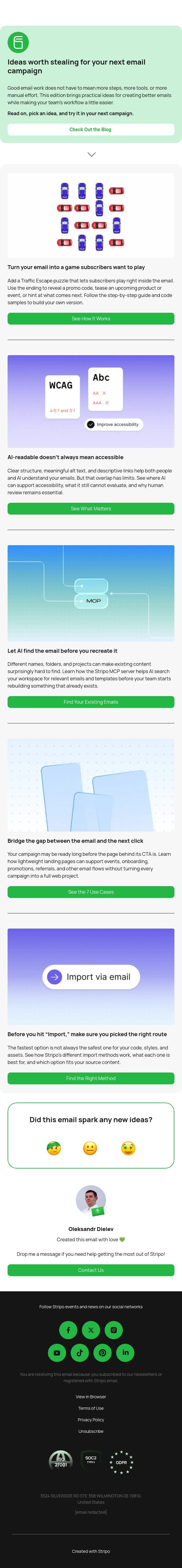 5 ideas to make email work better email from Stripo screenshot