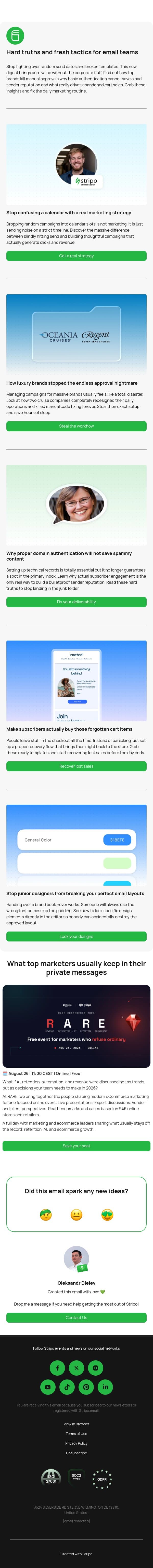 Email production workflows deliverability and abandoned cart tactics email from Stripo screenshot