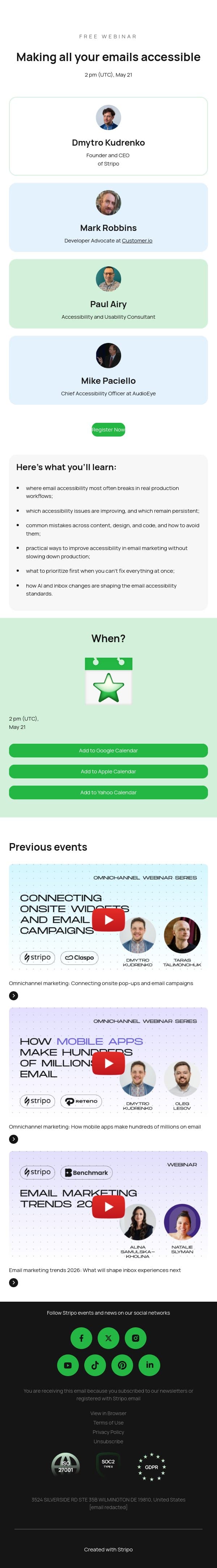 Overcoming real world email accessibility challenges email from Stripo screenshot