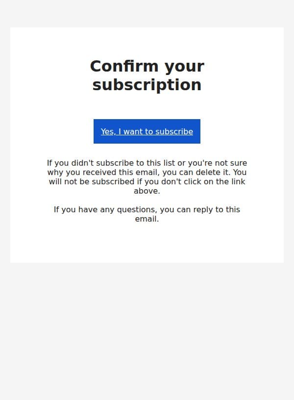 Confirm Your Subscription email from Strymon screenshot