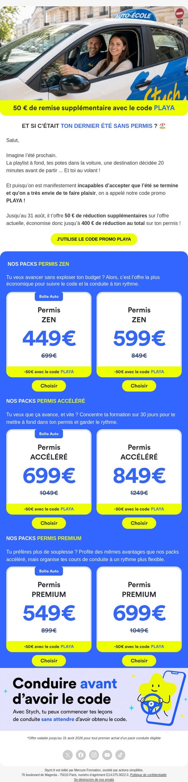 Dernier été sans permis ? On pose ça là ... email from Stych screenshot